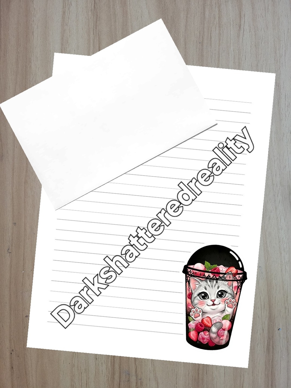 🖤NEW🖤 24PC Cat Bubble Tea Lined Stationery Set